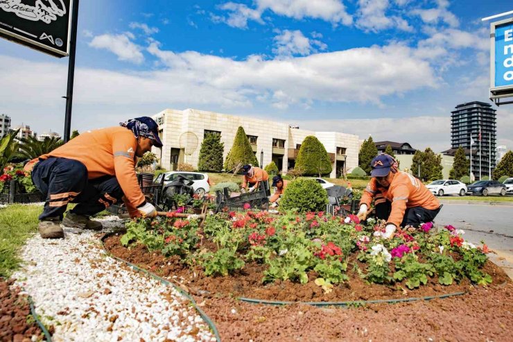 Mersin rengarenk çiçeklerle baharı karşılıyor