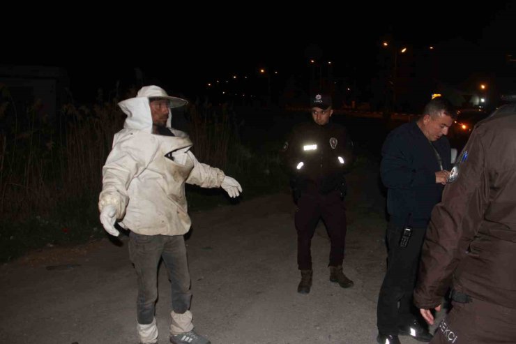 Arı kovanı yüklü kamyonet devrildi, olanlar oldu