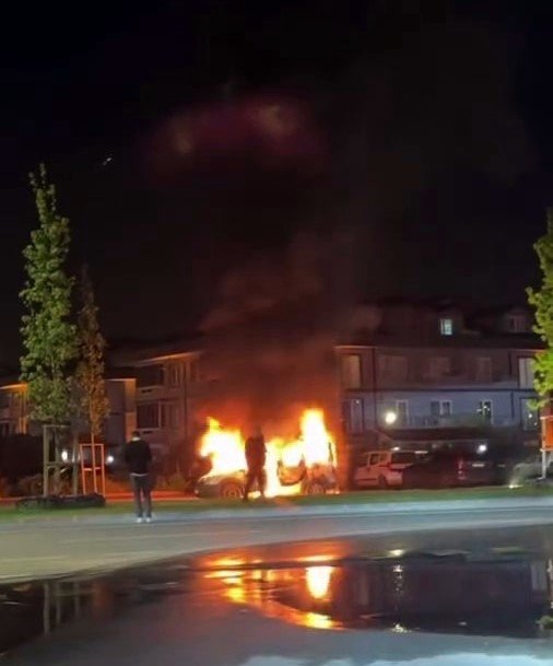 Hafif ticari araç alev topuna döndü