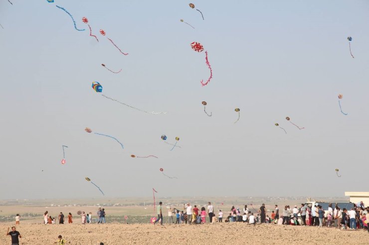 Yüzlerce uçurtma Suriye sınırında gökyüzünü süsledi