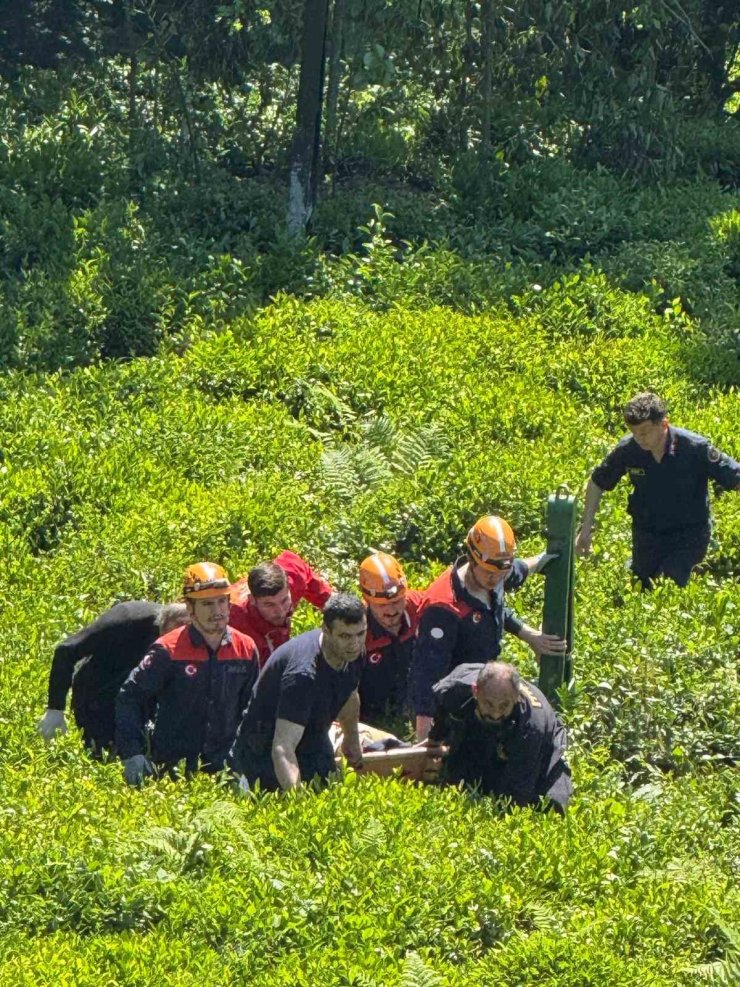 Rize’de çay bahçesinden yuvarlanan şahıs AFAD tarafından kurtarıldı