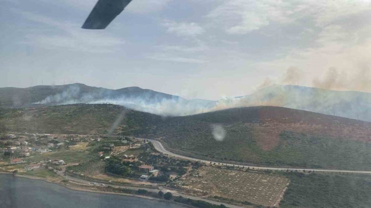 İzmir’de makilik alandaki yangına müdahale sürüyor