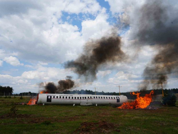 Kastamonu’da nefes kesen uçak kazası tatbikatı