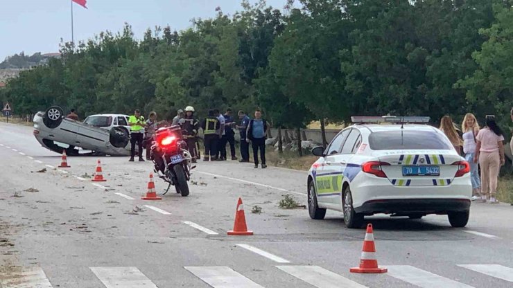 Karaman’da otomobil takla attı: 2’si çocuk 4 yaralı