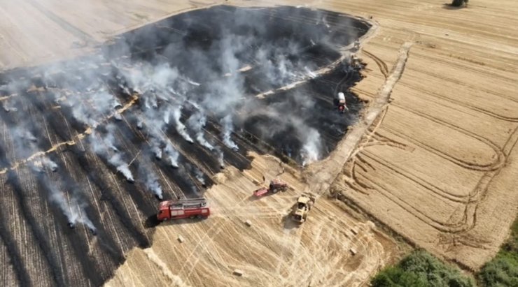 Babaeski’de anızda başlayan yangın ekili arazilere sıçradı