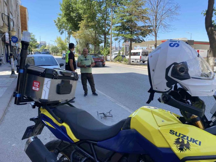 Kütahya’da dron destekli trafik denetimi