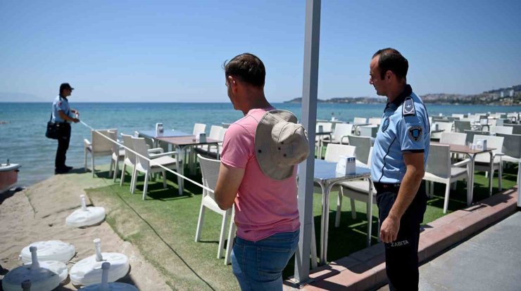 Kuşadası plajlarında ‘Kıyı Kanunu’ denetimi