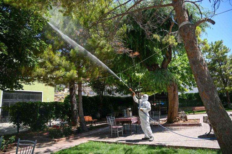 Selçuklu Belediyesi yeşil alan ilaçlamalarını dış mahallelerde de sürdürüyor