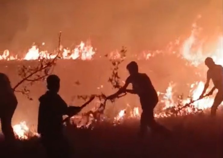 Hakkari-Van il sınırında arasında çıkan yangın korkuttu