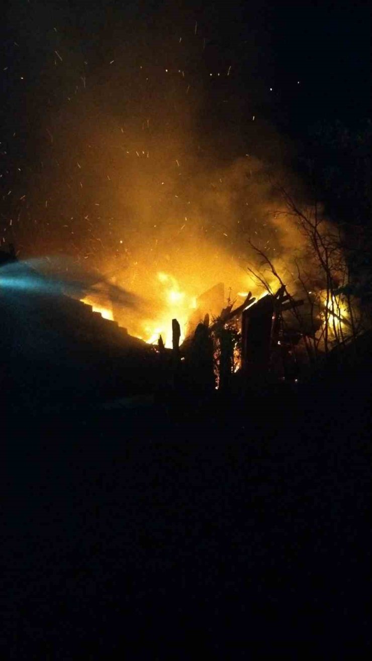 Kastamonu’da çıkan yangında ev ve samanlık küle döndü