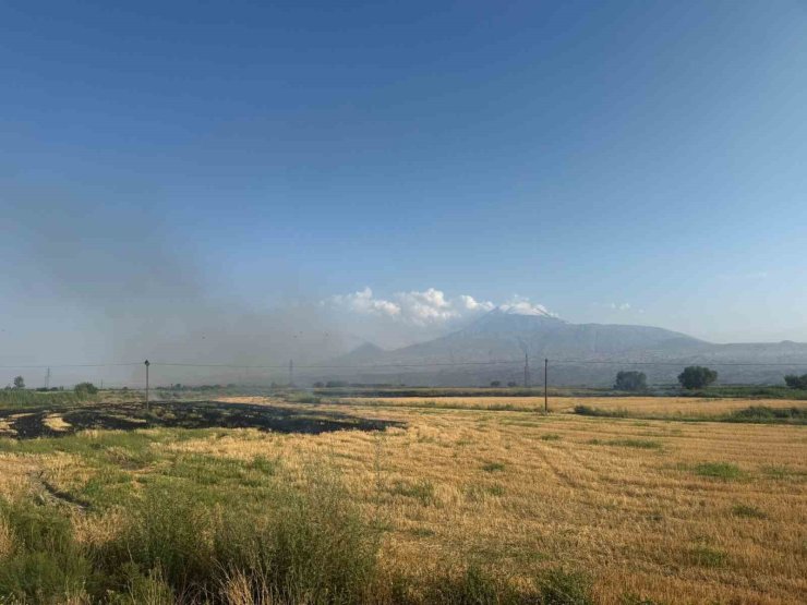 Iğdır’da çıkan anız yangını gün boyu sürdü