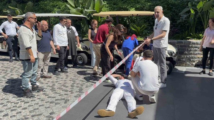 Bodrum’da otelde yapılan yangın tatbikatı nefesleri kesti