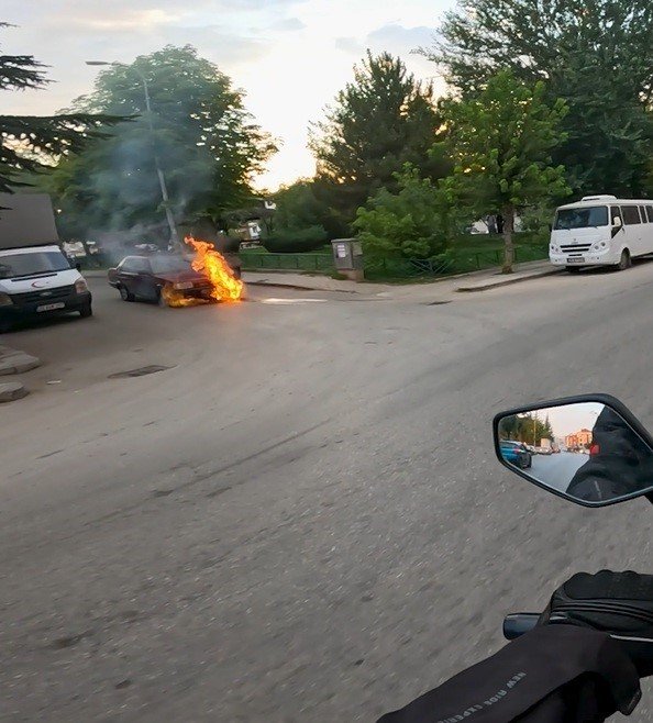 Tofaş’ın alev alev yandığı anlar kask kamerasında