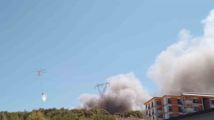 Orman Bölge Müdürlüğü inşaatında yangın: Havadan ve karadan müdahale ediliyor