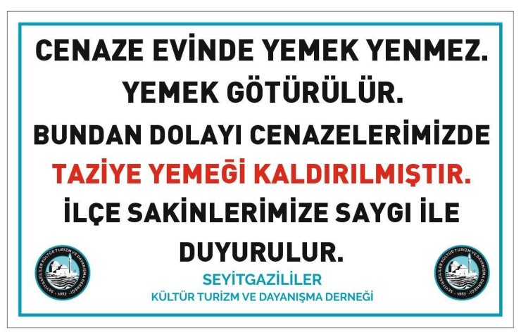 Seyitgazi’de taziye yemeği kaldırıldı