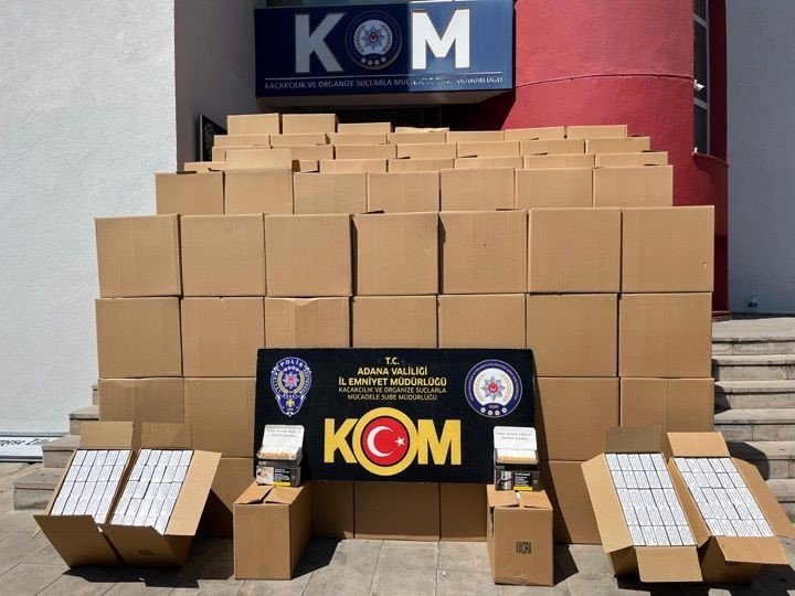 Adana’da 7 milyon 910 bin adet kaçak makaron ele geçirildi