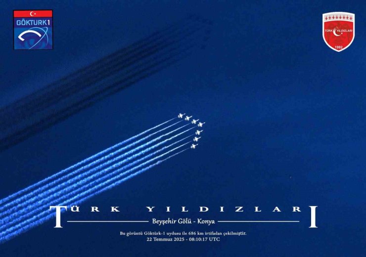 Türk Yıldızları’nın Beyşehir Gölü üzerinde uçuşu uydu tarafından fotoğraflandı