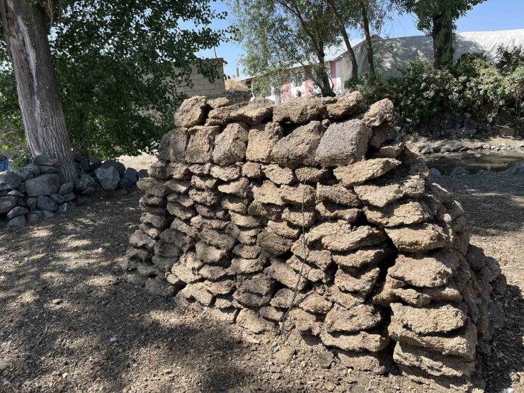 Kars’ta köylülerin kışlık tezek mesaisi başladı