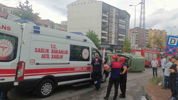 Karadeniz Ereğli’de kontrolden çıkan araç devrildi