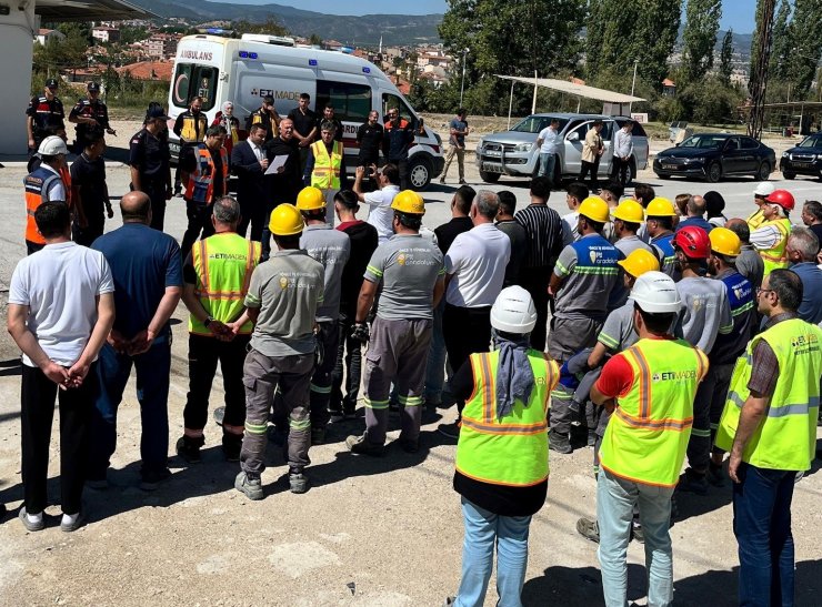 Hisarcık konsantratör tesislerinde yer üstü maden tatbikatı