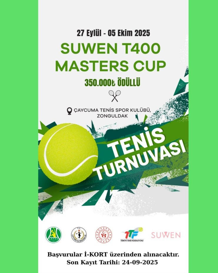 Çaycuma, Suwen Cup T400 Masters Tenis Turnuvasına ev sahipliği yapacak