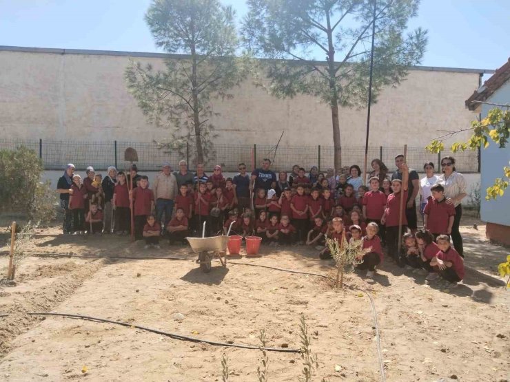 Okul bahçesinde fidan diktiler