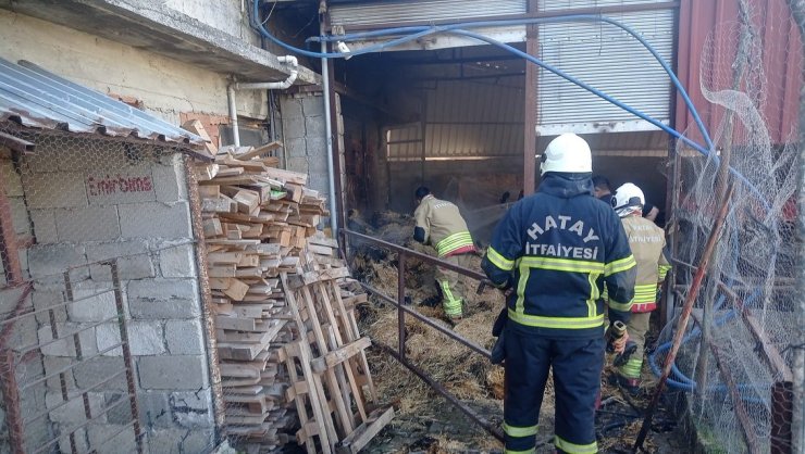 Defne’de samanlık yangını