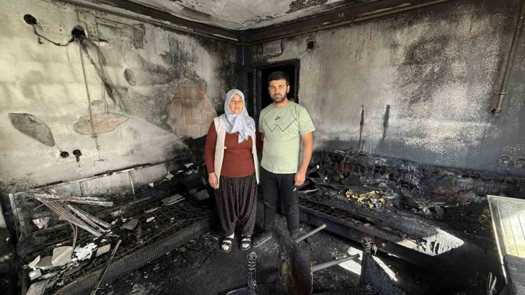 Evleri yangında küle döndü, aile canını zor kurtardı