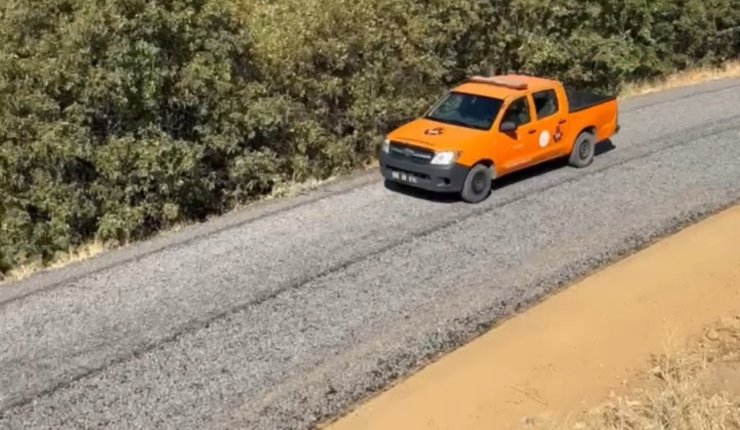 Bağlar köyü yolunda asfalt çalışması