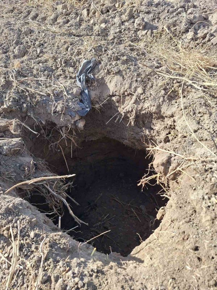 Çivril’de tarlada oluşan obruk korkuttu