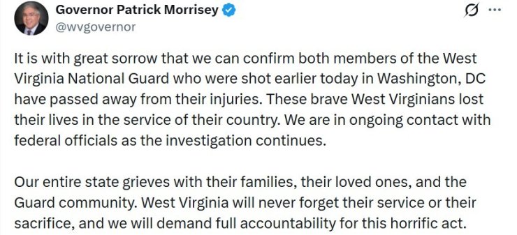 Beyaz Saray yakınlarında silahlı saldırıya uğrayan 2 Ulusal Muhafız personeli hayatını kaybetti