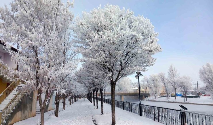 Bayburt’un Arpalı Beldesi güne kar yağışıyla uyandı