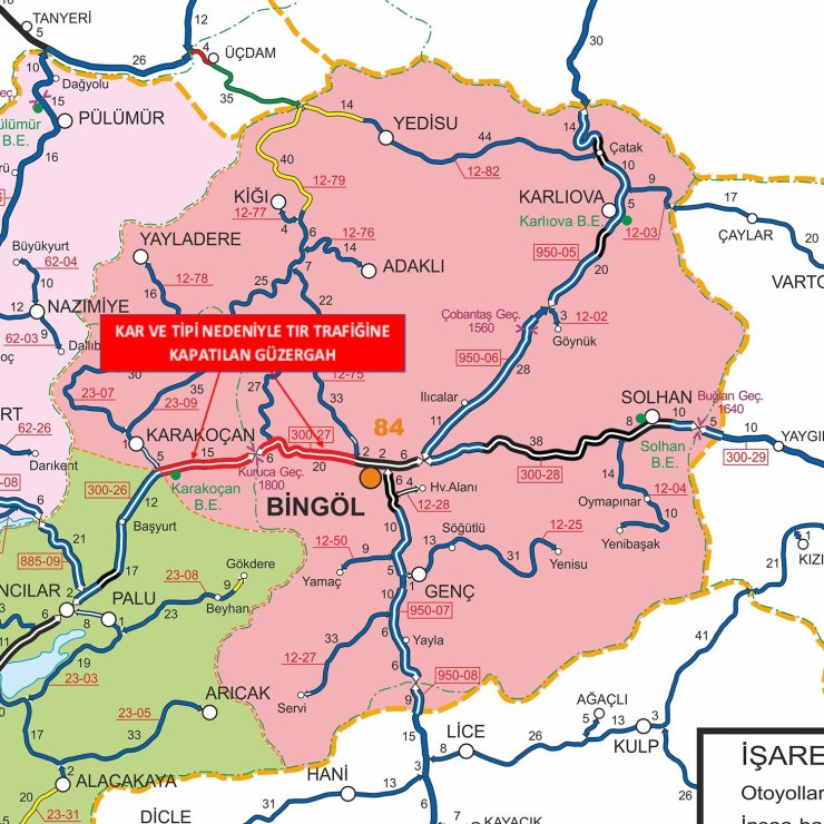 Bingöl’de bazı yollar kar yağışı nedeniyle trafiğine kapatıldı