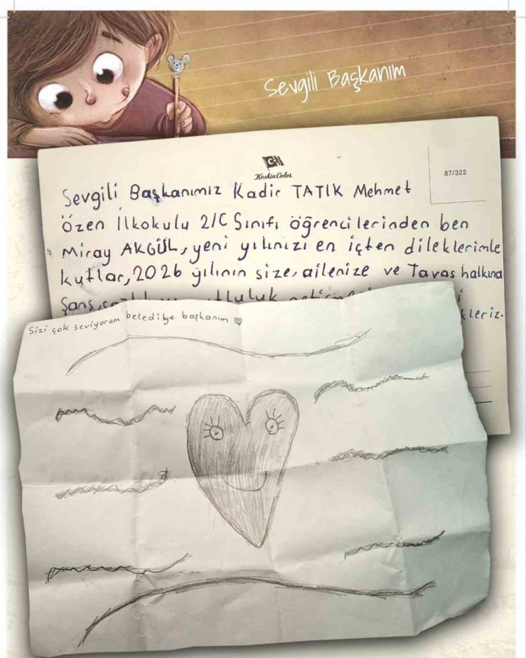 Küçük Miray’ın yeni yıl mektubu Başkan Tatık’ı duygulandırdı