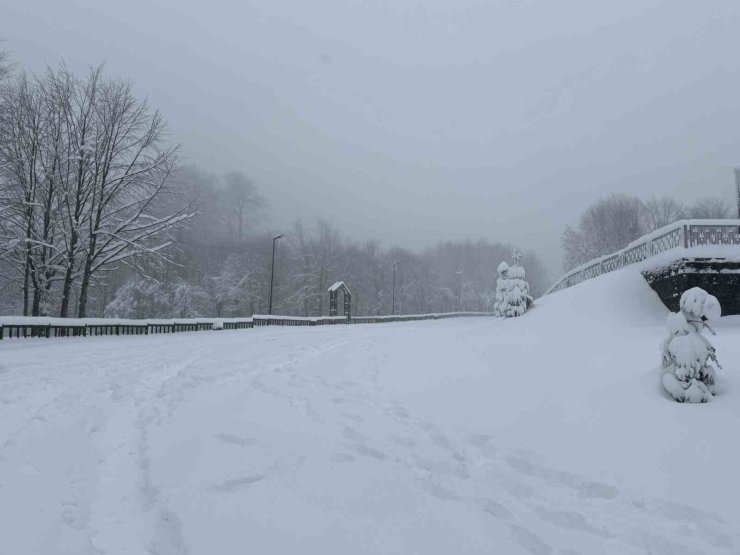 Kocaeli’nin yüksek kesimlerine lapa lapa kar yağıyor