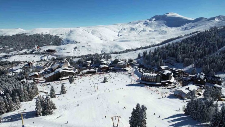 Uludağ’da sömestr yoğunluğu drone görüntülerine yansıdı