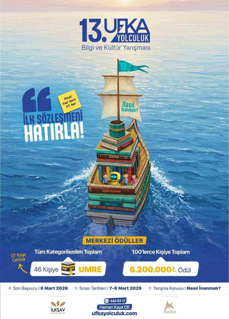 Ufka Yolculuk Kitap Okuma Yarışması’nda 46 kişiye umre ve 6 milyon lira ödül