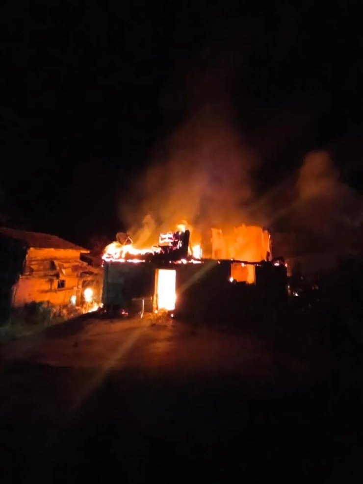 Sinop’ta çıkan yangında ev küle döndü