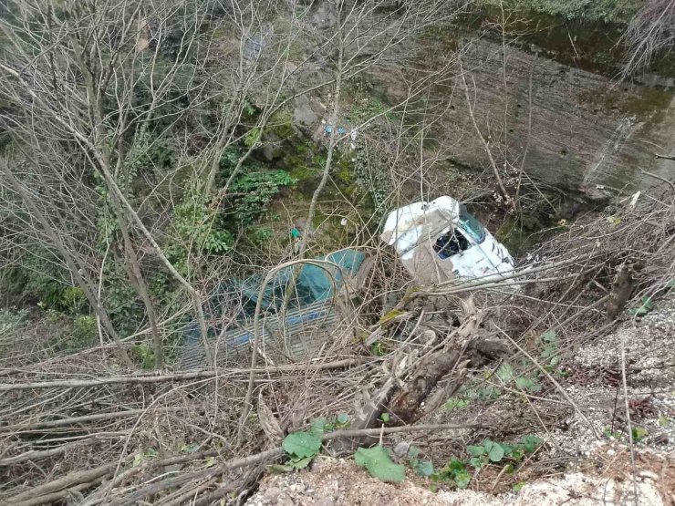 Alaplı’da kamyon şarampole uçtu