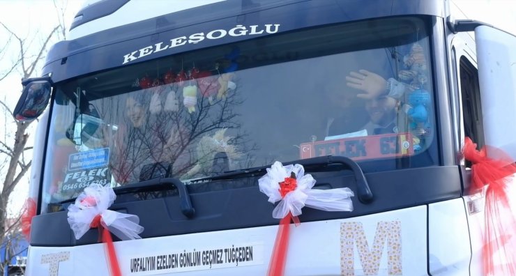 Gelini evinden tırı ile aldı