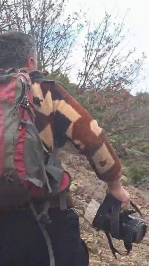 Kuş gözlemi için çıktığı arazide ayı ile karşı karşıya kaldı... Korku dolu anlar kamerada