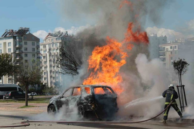 Alev topuna dönen araçtan kedisiyle birlikte son anda çıktı: Sahibinin omuzundan bir an olsun ayrılmadı