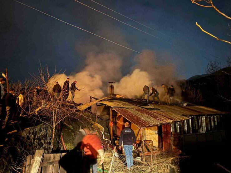 Artvin’de gece yarısı yangın: 1 ev ve odunluk kullanılamaz hale geldi