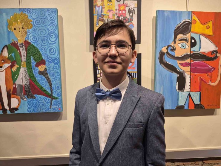 12 yaşındaki Egemen’in resim sergisi