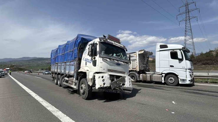 TEM’de tırdan kopan lastik kamyonun altına girdi