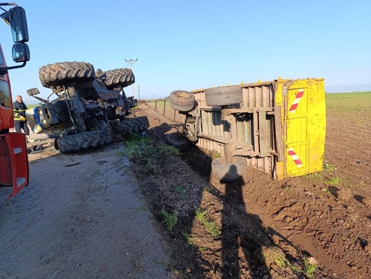 Reyhanlı’da devrilen traktörün sürücüsü yaralandı