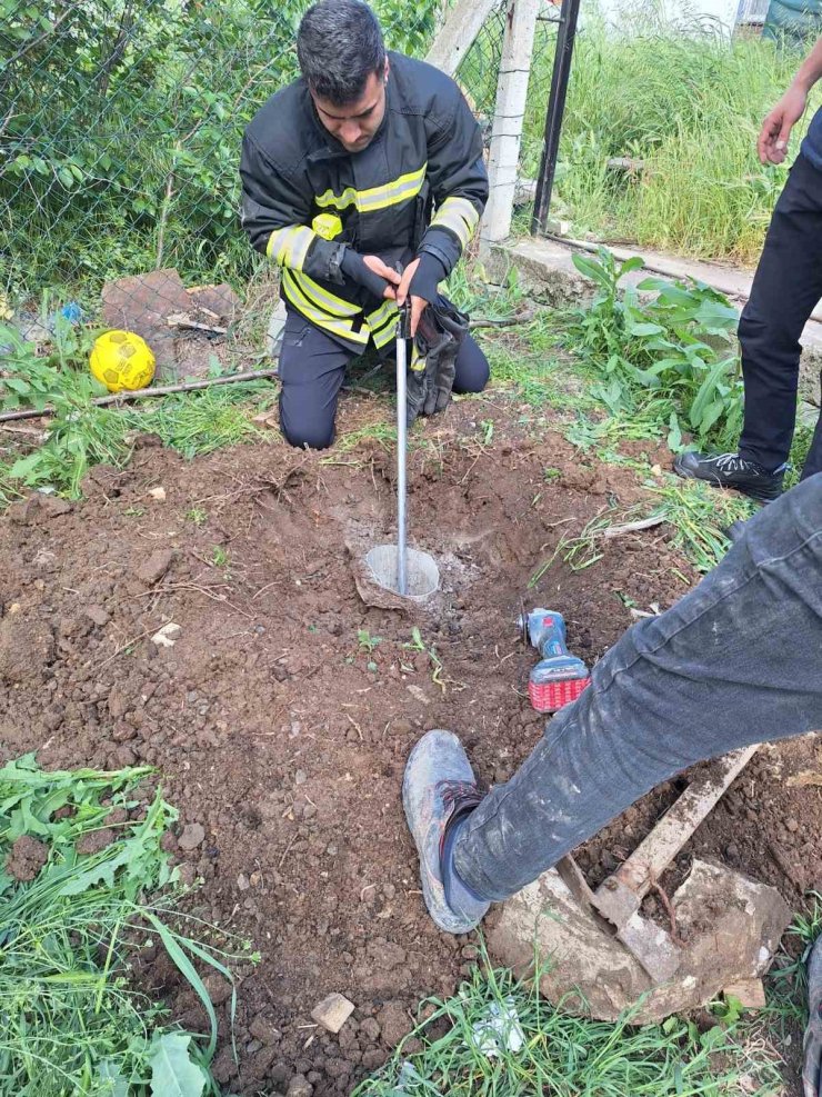 Su kuyusuna düşen kirpi kurtarıldı