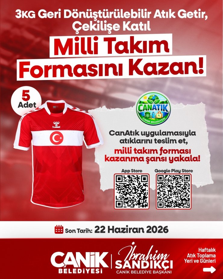 Canik’te atık getirene milli takım forması