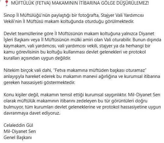Müftülük makamı tartışması: "Fetva makamına müftüden başkası oturamaz"