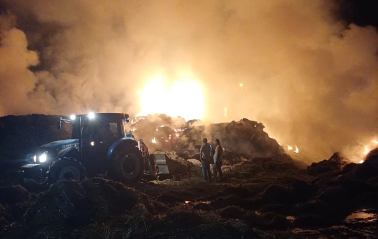 Saman balyaları alev topuna döndü